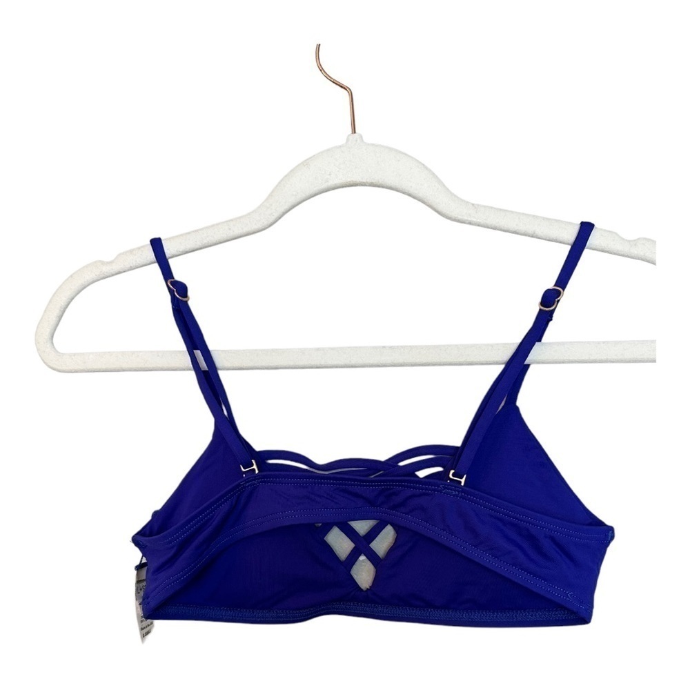 L SPACE JAMIE DEEP V NECK STRAPPY SWIM BIKINI TOP BLUE PURPLE XS - Picture 2 of 4